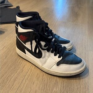 Nike Black White High-Top Sneakers with Red Logo
